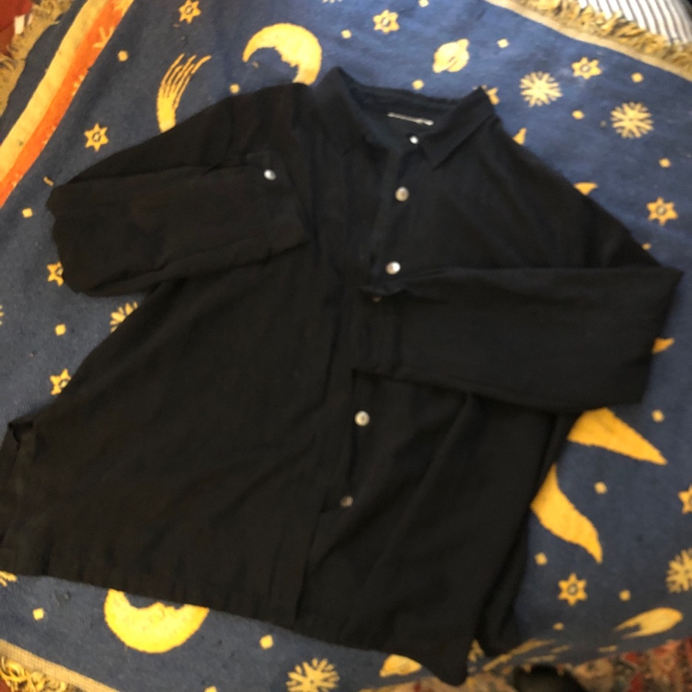 Black vintage suede button up